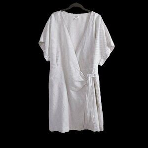 Hudson North Linen-Cotton Striped Wrap Dress